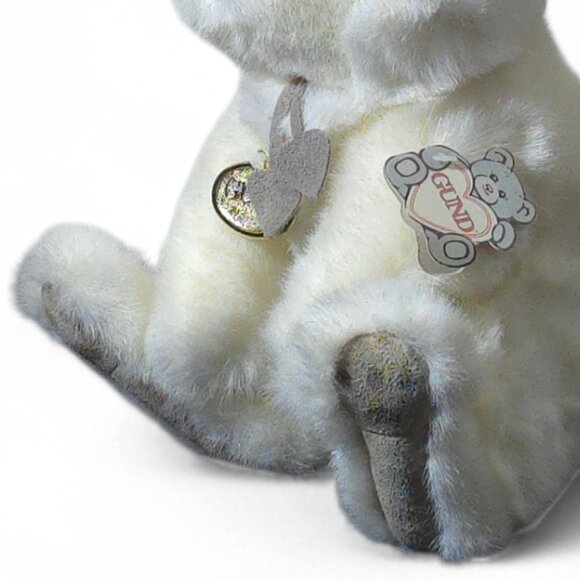 GUND White Bunny Plush Stuffed Rabbit Gold Heart Tag NWT Vintage Style Soft Toy - Picture 4 of 12